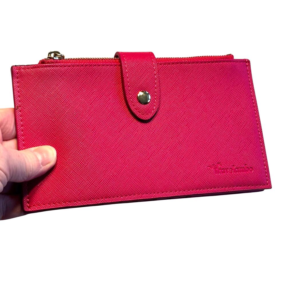 Travelambo pink wallet credit card case clutch foldable snap closure RFID block